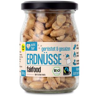 Faire Erdnüsse geröstet & gesalzen im Pfandglas